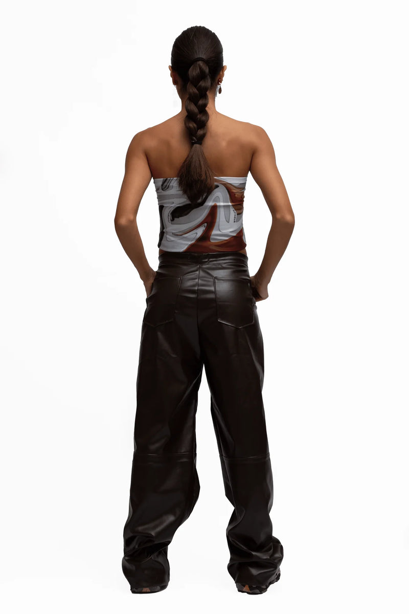 FAUX LEATHER CARGO PANTS